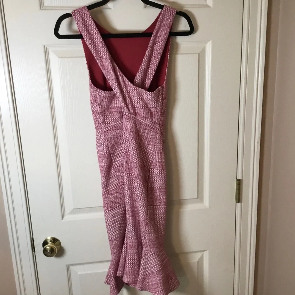Banana Republic Red/Pink Crisscrossed Back Sleeveless Ruffle Dress - Size 2